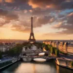 Eiffel Tower at sunset